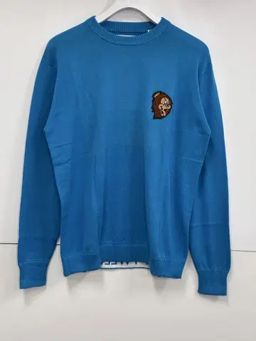 V12 LION CREW 부드러운 울 원단 남성용 L 블루