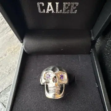 CALEE 스컬 반지 실버 자수정 21호