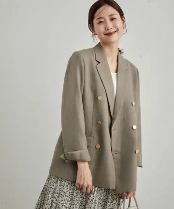 울 라이크 소니 골드 버튼 자켓 (미들 기장)