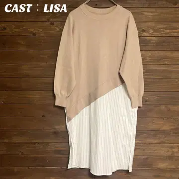 [ CAST: LISA ] 비대칭 디자인 베이지 원피스 S