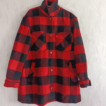 빨강 검정 체크 무늬 캐주얼 자켓 FOREVER21 남성용 L 사이즈