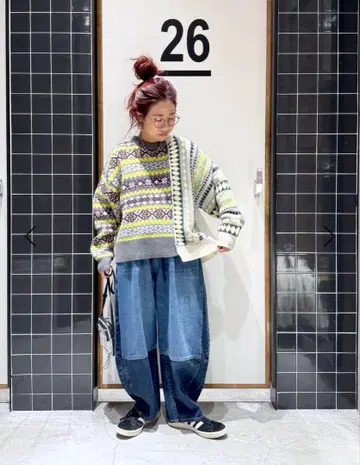 택 포함 새상품 niko and - 리메이크풍 페어아일 니트 풀오버