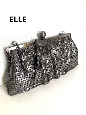 ELLE 메탈 메쉬 실버 파티 백
