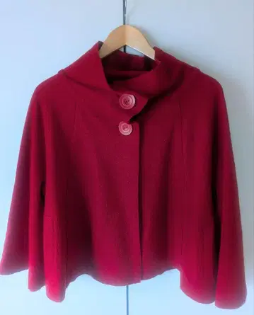 판초 케이프 코트 빨간색 울