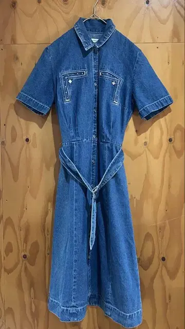 MOUSSY 데님 셔츠 원피스 반팔 허리 벨트 포함 미사용