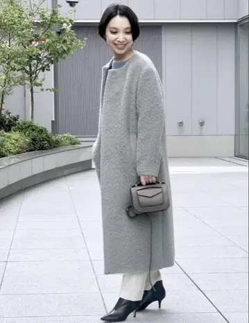 IENA 모헤어 코쿤 샤기 코트 그레이
