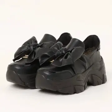 [ YOSUKE/요스케 ] 통굽 리본 스니커즈 블랙