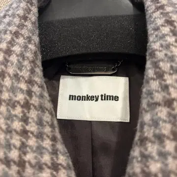 monkey time 체크 무늬 스텐카라 코트