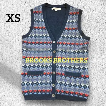 BROOKS BROTHERS 체크 무늬 고품질 니트 베스트/단추식