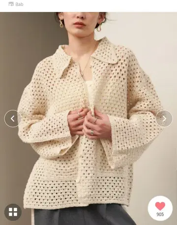 Bab 크로셰 셔츠 칼라 상의