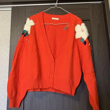 [ rodeocrowns ] 로데오 크라운 가디건 빨간색 오렌지 자수