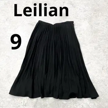 170 Leilian 플레어 스커트 플리츠 롱 블랙 레리안