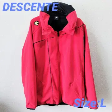 DESCENTE 플리스 자켓 레드 풀 집업 후드 부착