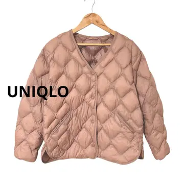 UNIQLO 울트라 라이트 다운 노카라 자켓 S 모카 수납 봉투 포함