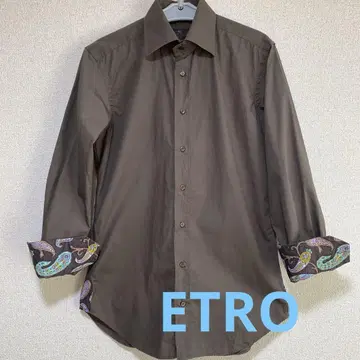 ETRO 에트로 페이즐리 카키 긴팔 셔츠 M 사이즈 상당 (이탈리아제)