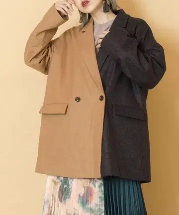 오즈모시스 바이컬러 더블 브레스트 자켓