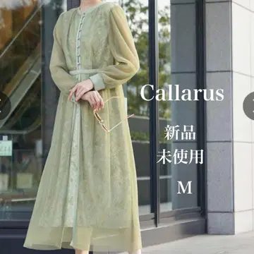Callarus 미사용 새상품 드레스 원피스 꽃무늬 M 카키 시스루