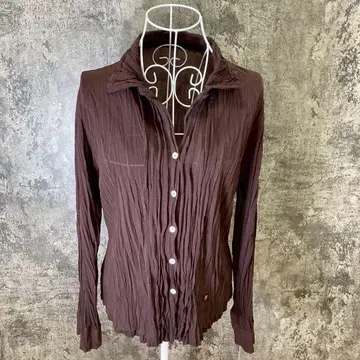 PICONE 피코네 긴팔 블라우스 비침 무지 브라운(L)
