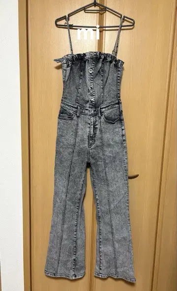 케미컬 백 리본 데님 올인원