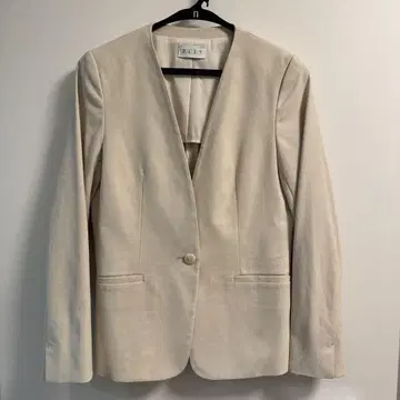 PLST 노카라 자켓 크림색 S 세탁 가능