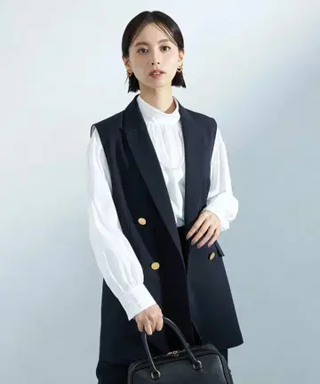 green label relaxing 그리드 테일러드 베스트 네이비