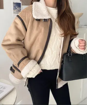 스웨이드 x 보아 페이크 무스탕 블루종 카멜