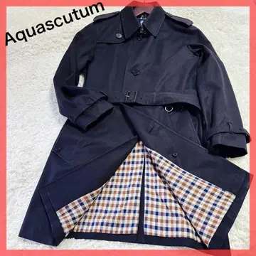 아쿠아 스큐텀 트렌치코트 벨트 체크 네이비 영국제 남성용