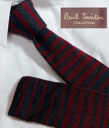 [새상품급] 폴스미스 넥타이 니트 타이 보더 보르도 그레이 니트