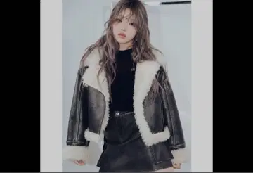 MURUA 빈티지 스타일 숏 페이크 무스탕 자켓 브라운