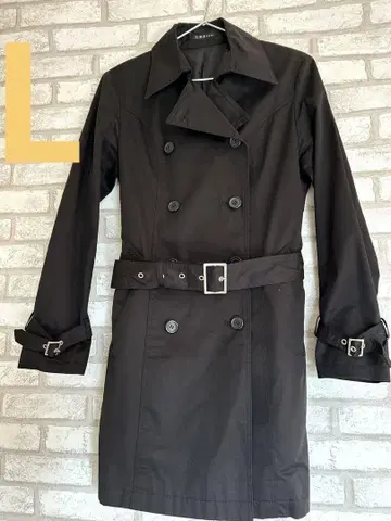 C.D.S BASIC 블랙 트렌치코트 더블 브레스트