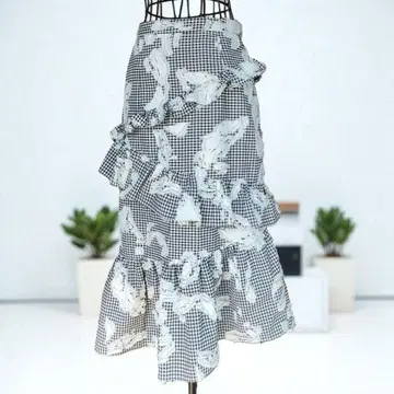 쓰리 플로어 깅엄 체크 머메이드 스커트