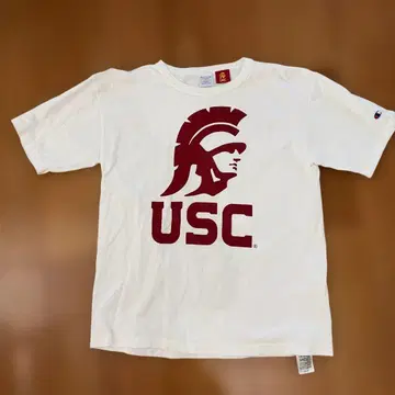 챔피온 USC 프린트 로고 T셔츠 L 화이트