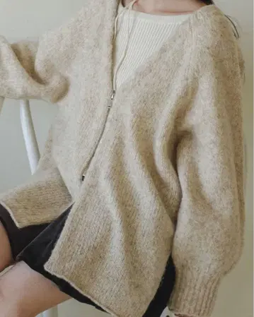 Kastane ZIP 오버 가디건 아이보리
