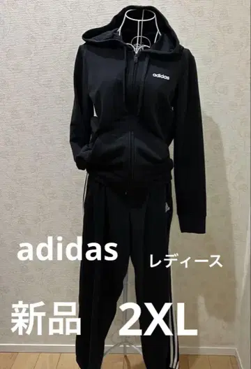 adidas 후드 부착 맨투맨 상하의 세트 블랙 2XL