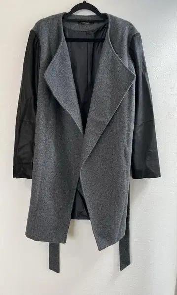 새상품급 라디에이트 야마다야 바이컬러 코트 소매 가죽 가운 코트