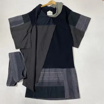 코스믹 원더 라이트 소스 육각형 자수 패치워크 원피스 기모노