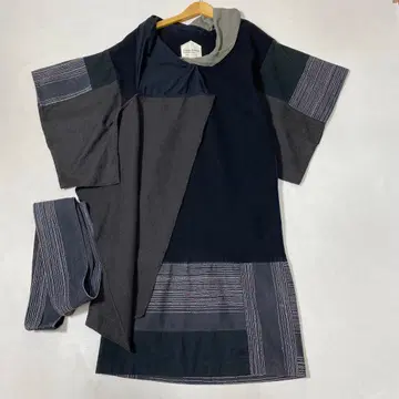 코스믹 원더 라이트 소스 육각형 자수 패치워크 원피스 기모노