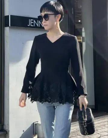 JENNE 페플럼 레이스 블라우스 젠느