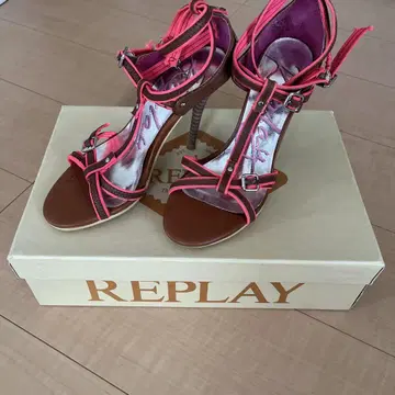 REPLAY 브라운 핑크 샌들 38