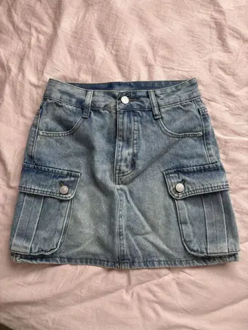 ENVYM 데님 카고 포켓 미니 스커트