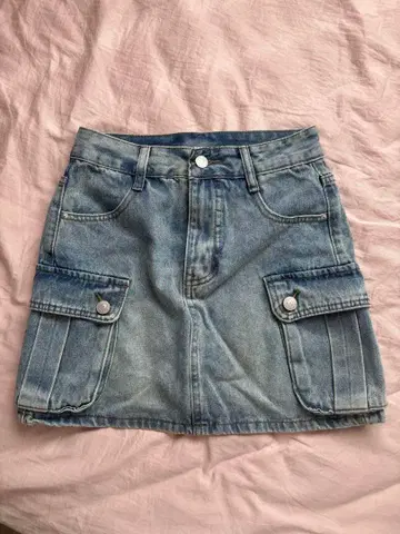 12월 말까지 판매 ENVYM 데님 카고 포켓 미니 스커트