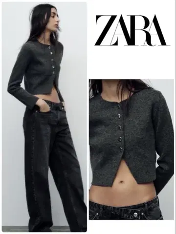 ZARA 무지 크롭 기장 가디건 XS