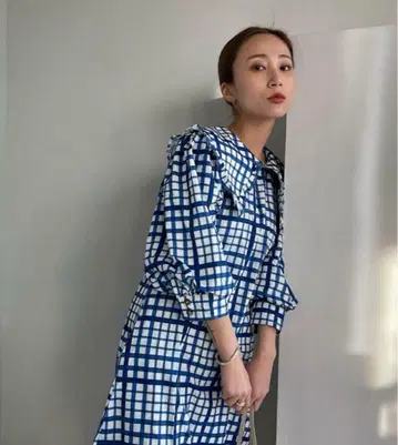 SANSeLF 산세르프 블루 체크 원피스