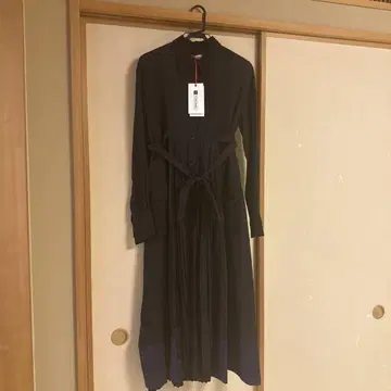 자라 zara SRPLS 롱 원피스 플리츠 허리 리본 택 포함