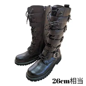 펑크 사이드 지퍼 롱 부츠 5개 벨트 42호 26cm 전후