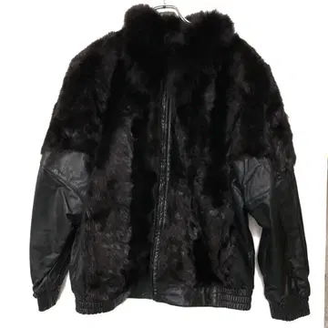 레트로 빈티지 구제 의류 퍼 절개 가죽 집업 자켓