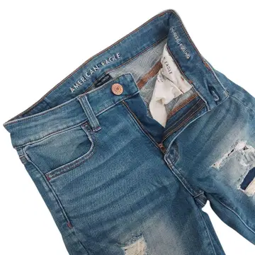 AE 하이라이즈 Jegging 데미지 스트레치 데님 팬츠/4 SHORT