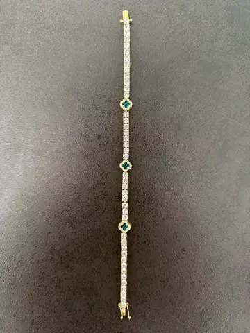 골드 에메랄드컷 크리스탈 팔찌