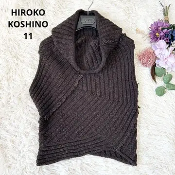 HIROKO KOSHINO 히로코코시노 변형 니트 슬리브리스 브라운