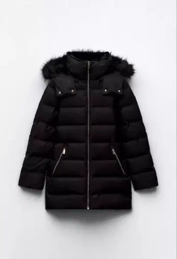 ZARA 세미롱 다운 자켓 퍼 포함 L 사이즈